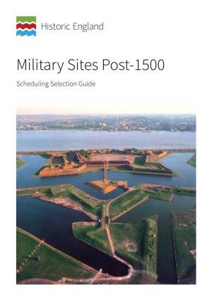 Military Sites Post-1500 Scheduling Selection Guide Summary