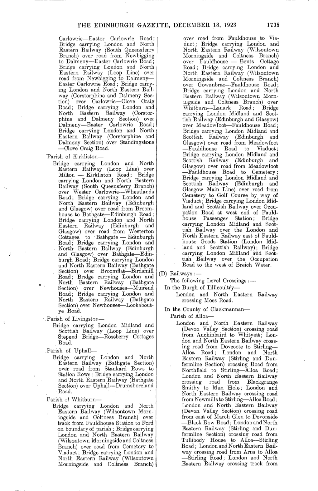 The Edinburgh Gazette, December 18, 1923 1705