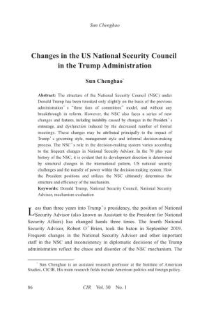 Changes in the US National Security Council in the Trump Administration