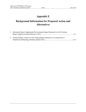 Appendix E. Background Information for Proposed Action