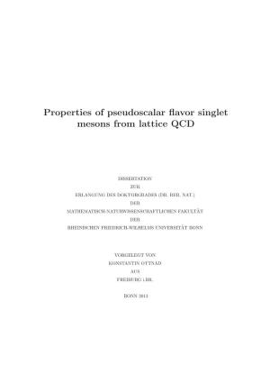 Properties of Pseudoscalar Flavor Singlet Mesons from Lattice