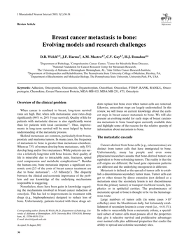 Breast Cancer Metastasis to Bone: Evolving Models and Research Challenges