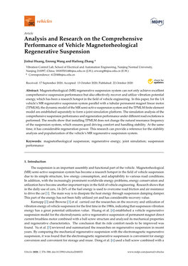 Analysis and Research on the Comprehensive Performance of Vehicle Magnetorheological Regenerative Suspension