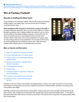 Win at Fantasy Football!