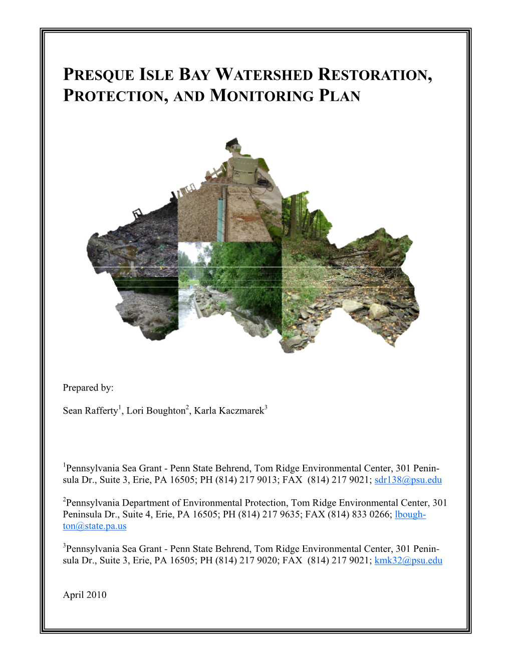 Presque Isle Bay Watershed Restoration, Protection, and Monitoring Plan