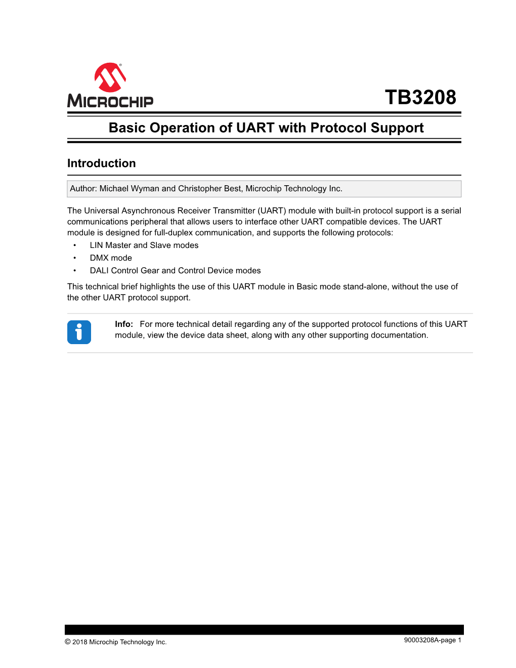 TB3208 Basic Operation of UART with Protocol Support