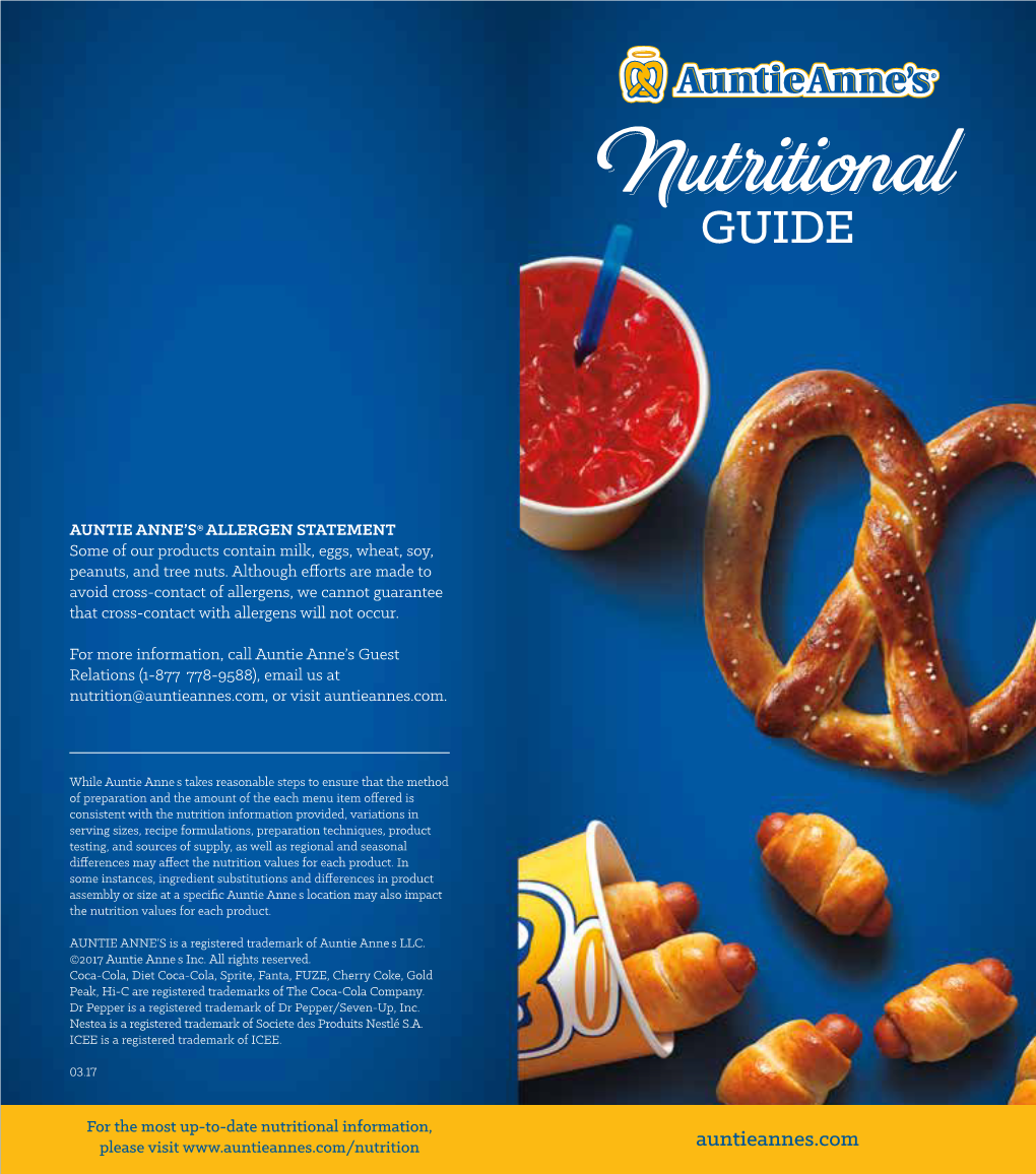 Auntie Anne's Nutritional Guide