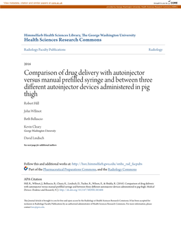 Comparison of Drug Delivery with Autoinjector Versus Manual Prefilled Syringe and Between Three Different Autoinjector Devices Administered in Pig Thigh Robert Hill