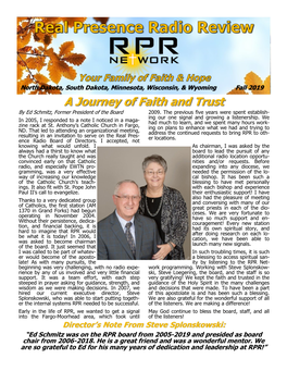 A Journey of Faith and Trust by Ed Schmitz, Former President of the Board 2009