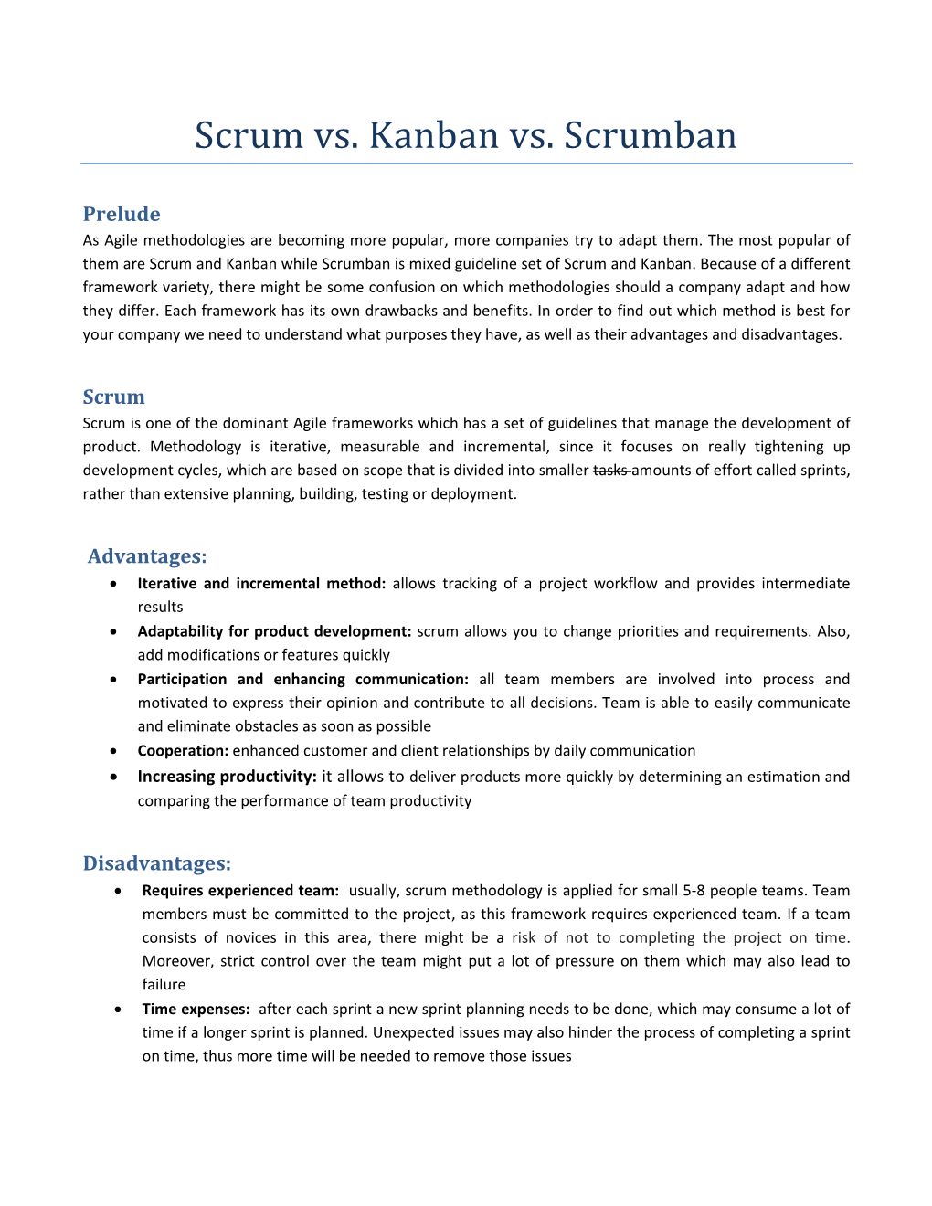 Scrum Vs. Kanban Vs. Scrumban