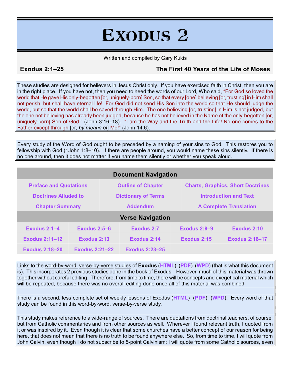 The Book of Exodus Chapter 2 the First 40 Years of the Life of Moses