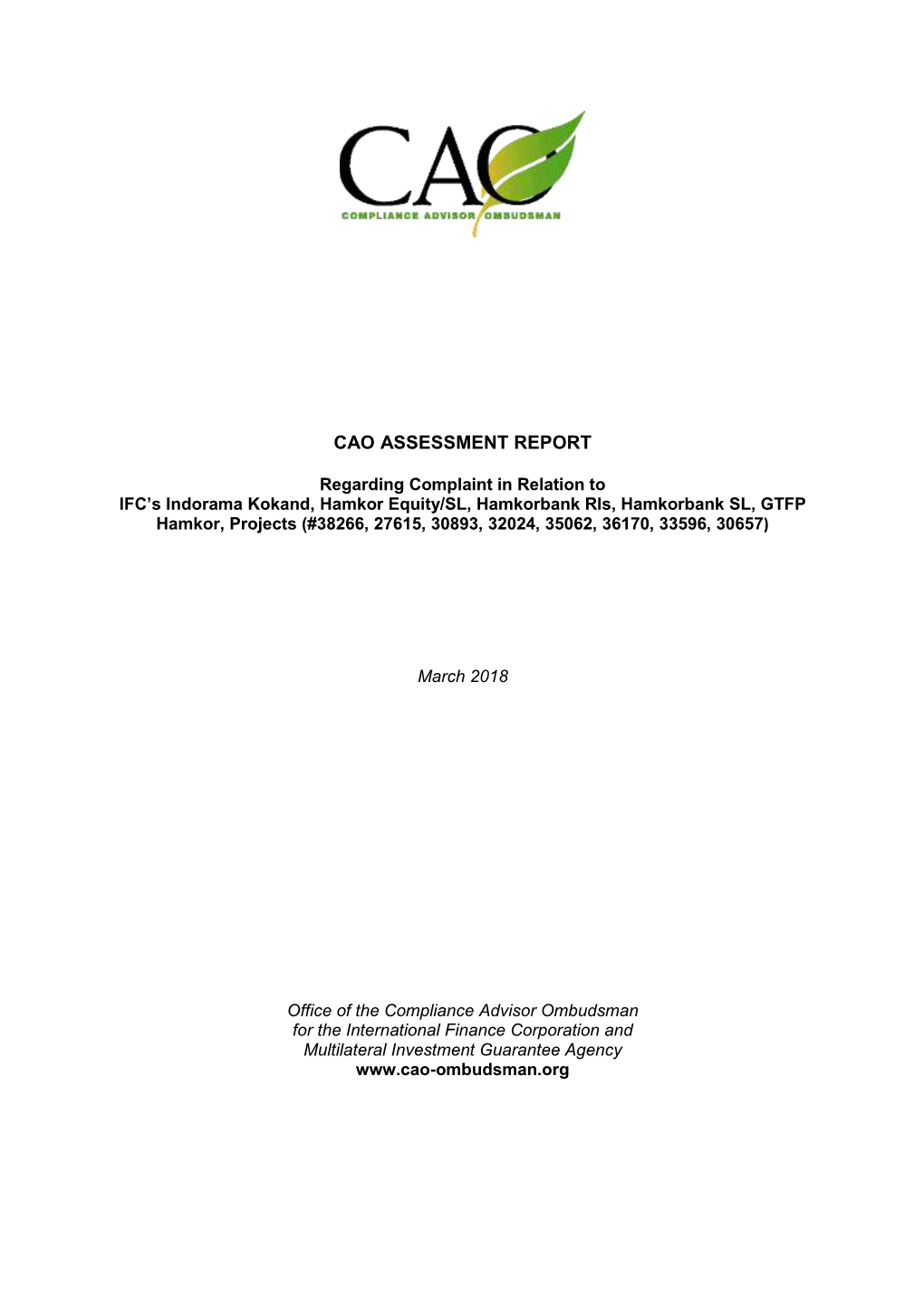 Cao Assessment Report