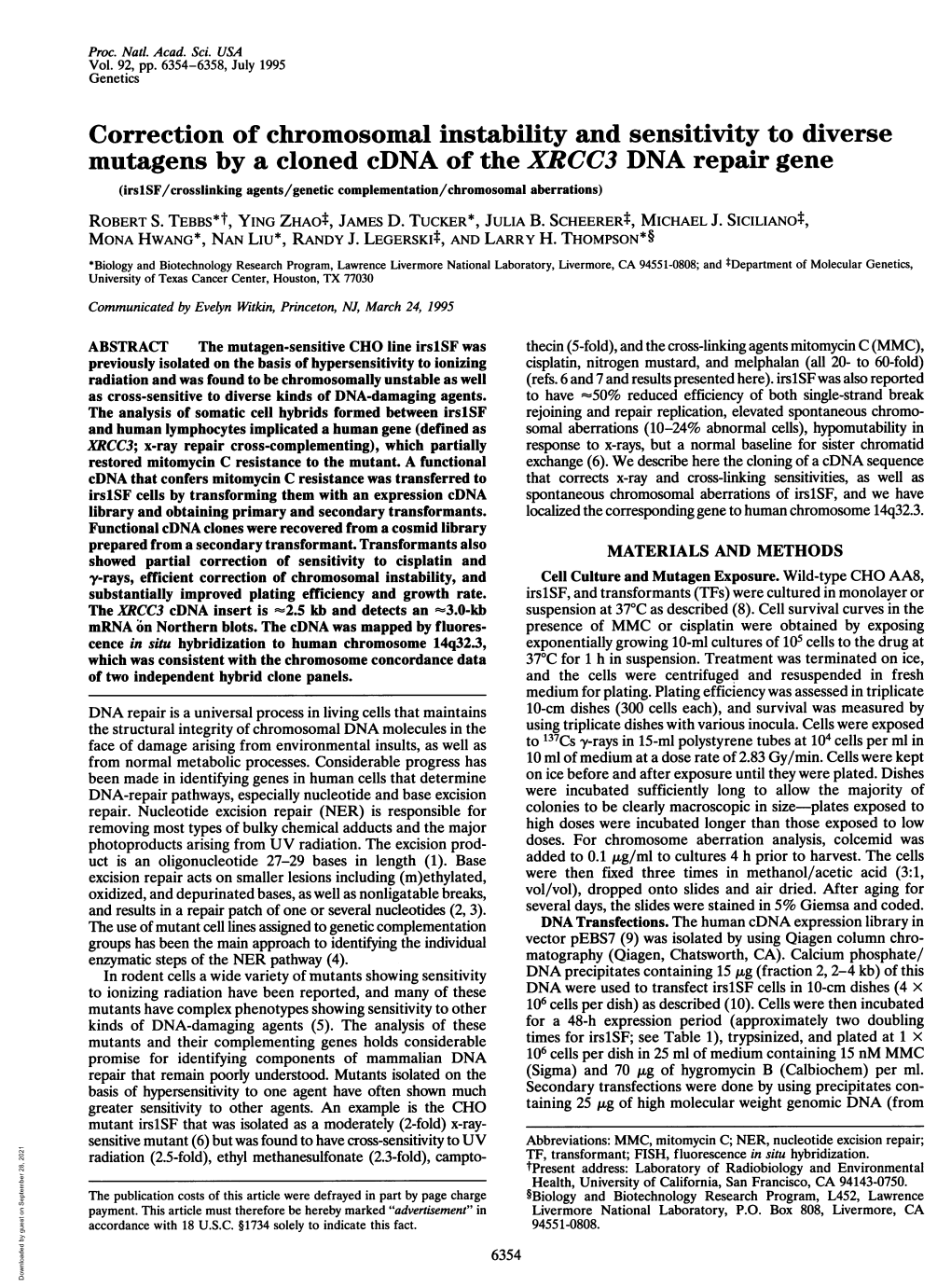 Correction of Chromosomal Instability and Sensitivity to Diverse