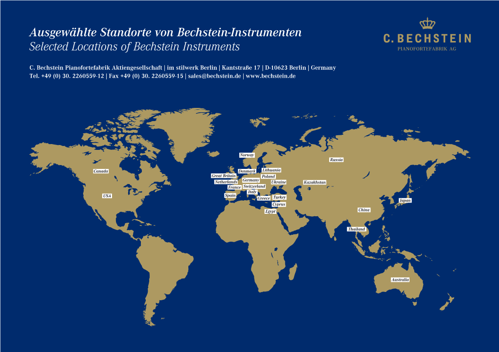 Ausgewählte Standorte Von Bechstein-Instrumenten Selected Locations Of