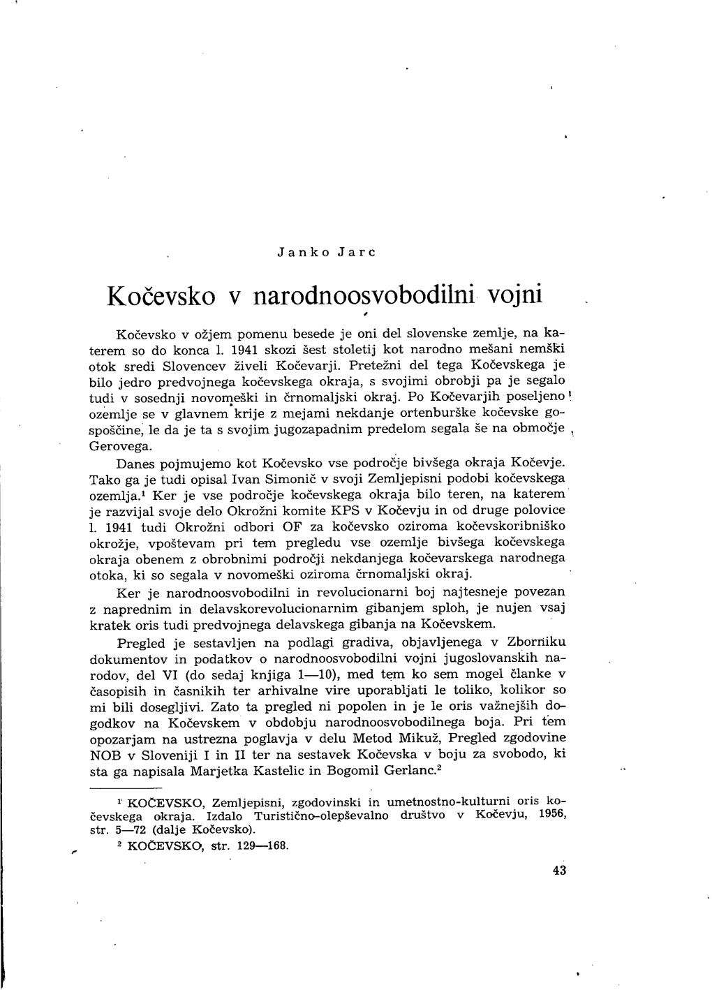 Kočevsko V Narodnoosvobodilni Vojni