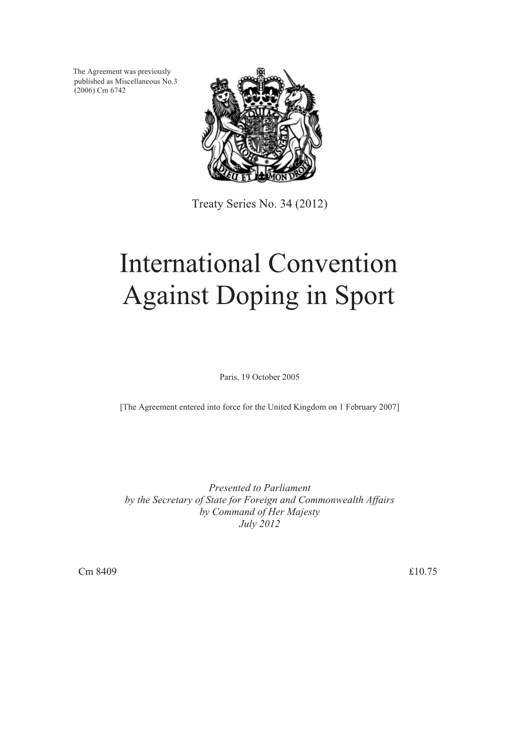 International Convention Against Doping in Sport