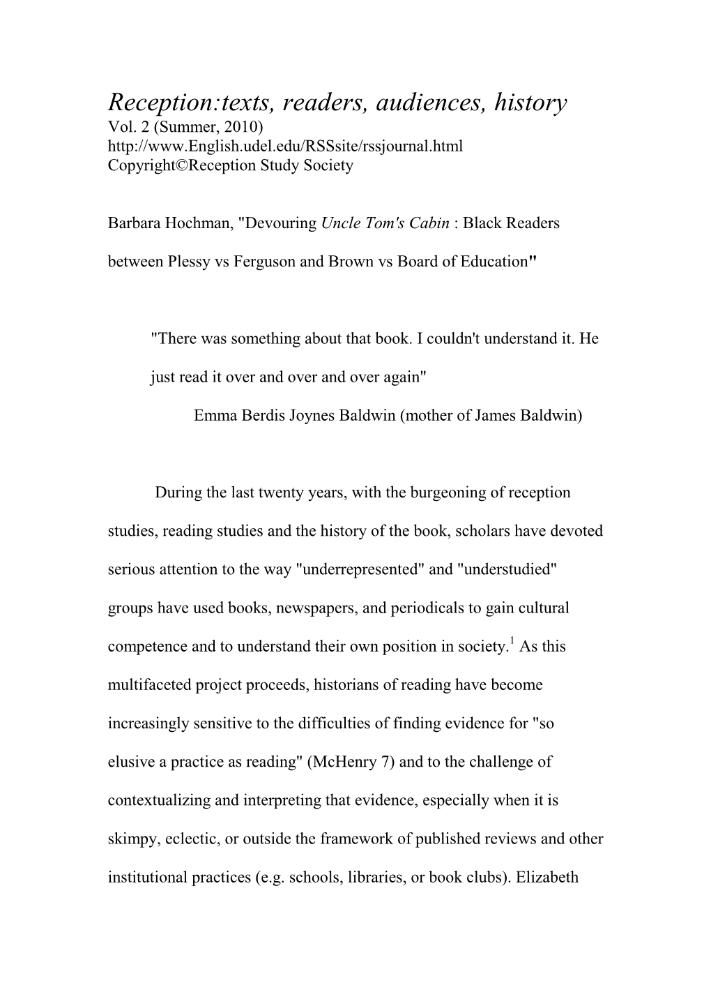 Devouring Uncle Tom's Cabin : Black Readers Between Plessy Vs Ferguson and Brown Vs Board of Education