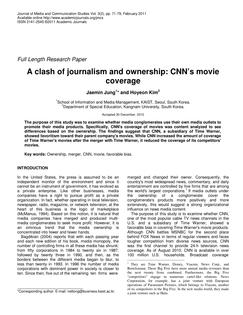 A Clash of Journalism and Ownership: CNN’S Movie Coverage