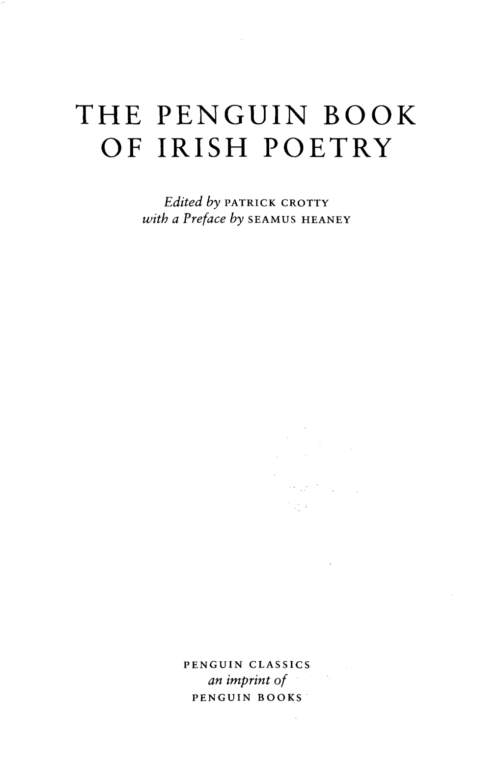 The Penguin Book of Irish Poetry