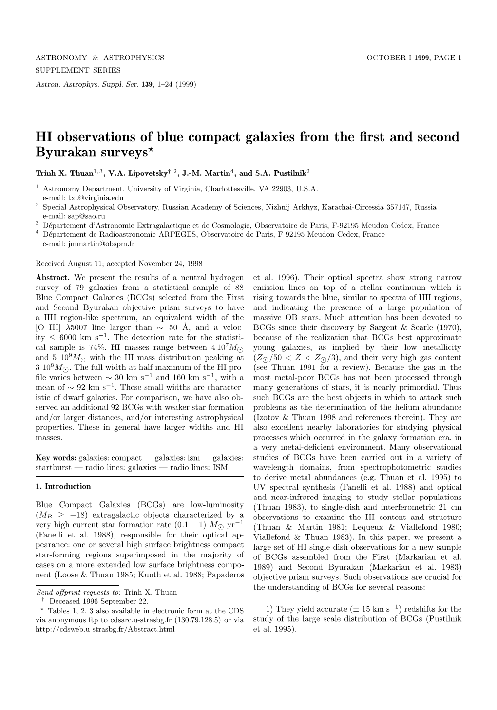 HI Observations of Blue Compact Galaxies from the First and Second