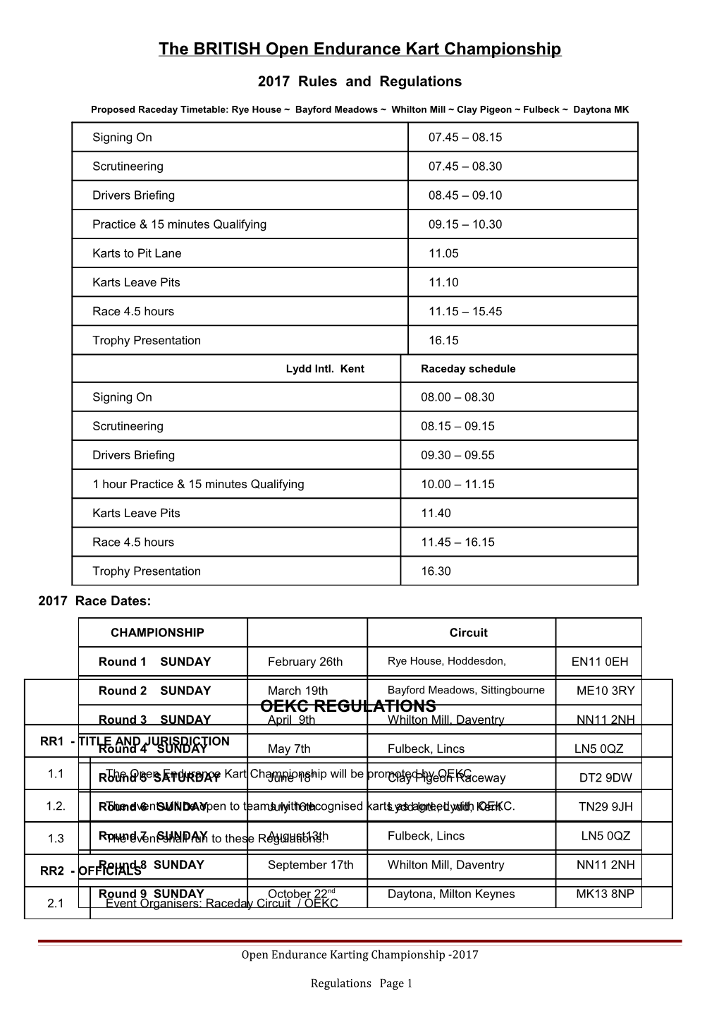 Open Endurance Karting Championship