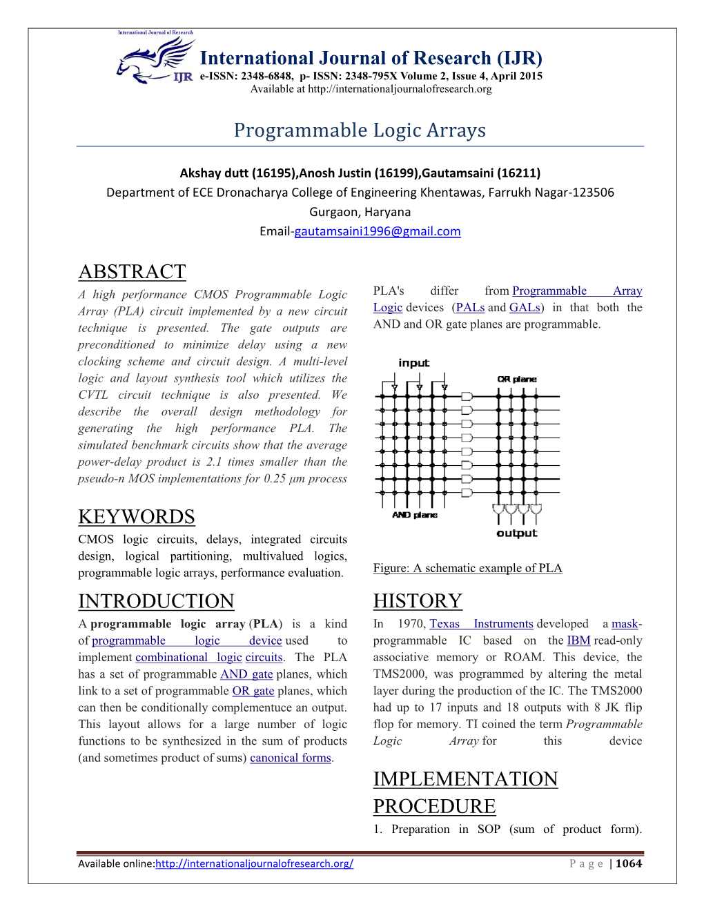 Programmable Logic Arrays