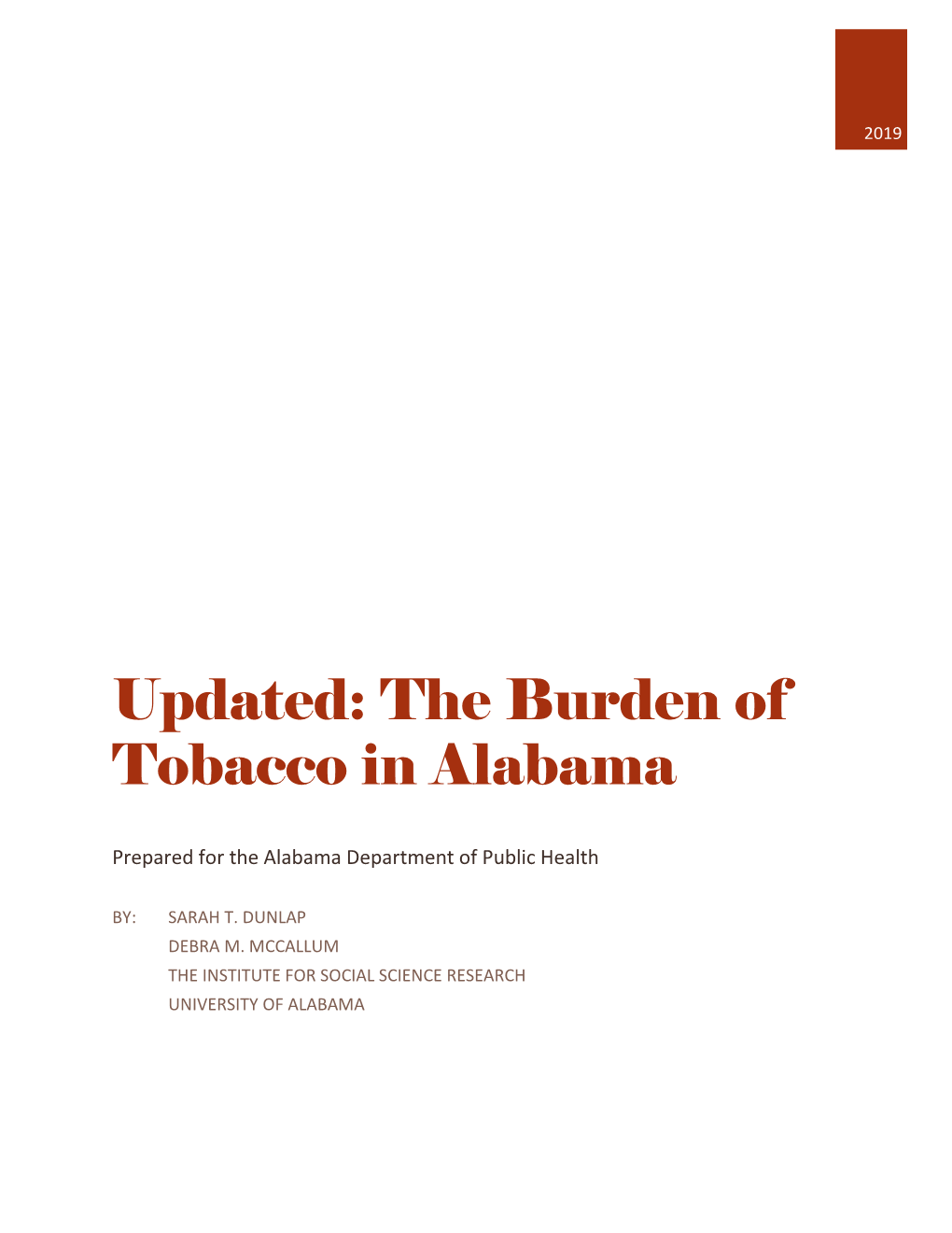 The Burden of Tobacco in Alabama 2019