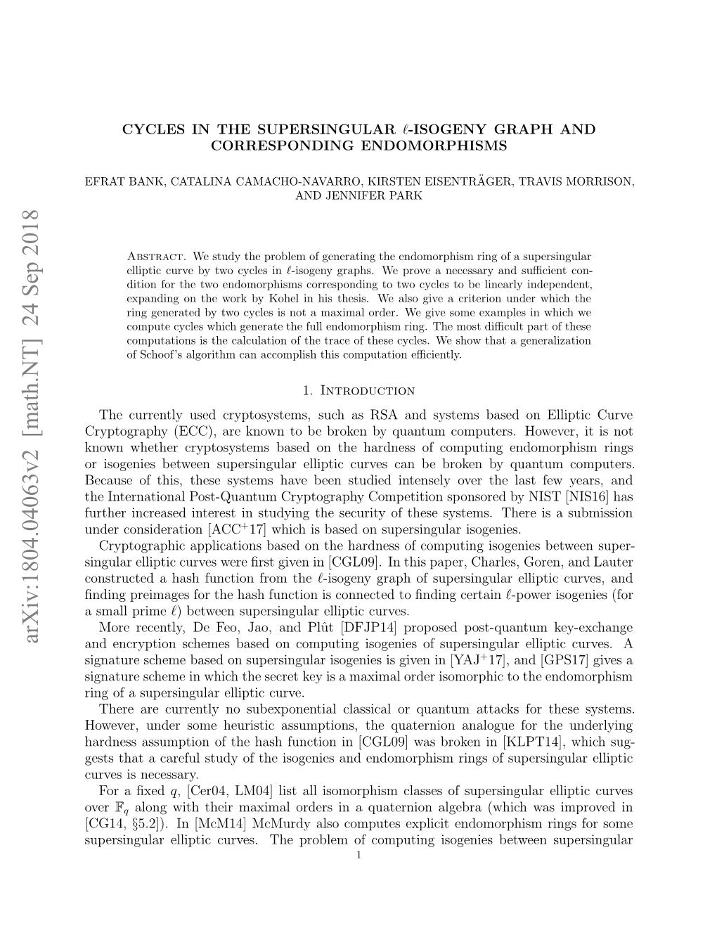 Cycles in the Supersingular $\Ell $-Isogeny Graph and Corresponding Endomorphisms