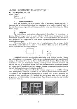 Proportion and Scale From: Ching, F