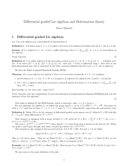 Differential Graded Lie Algebras and Deformation Theory