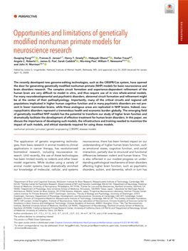 Opportunities and Limitations of Genetically Modified Nonhuman Primate Models for Neuroscience Research