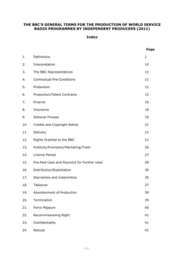 General Terms for BBC World Service Radio Programme