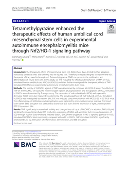 Tetramethylpyrazine Enhanced the Therapeutic Effects of Human