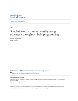 Simulation of Dynamic Systems by Energy Statements Through Symbolic Programming Kurt B