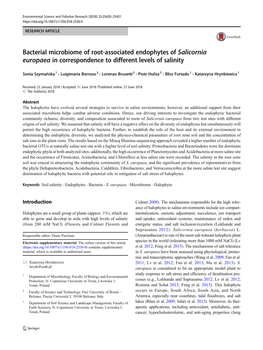 Bacterial Microbiome of Root-Associated Endophytes of Salicornia Europaea in Correspondence to Different Levels of Salinity