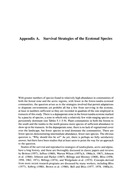 Appendix A. Survival Strategies of the Ecotonal Species