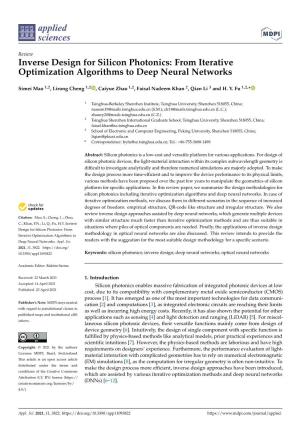 Inverse Design for Silicon Photonics: from Iterative Optimization Algorithms to Deep Neural Networks