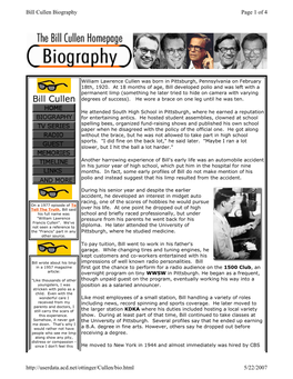 Bill Cullen Biography Page 1 of 4