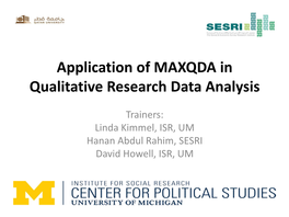 Application of MAXQDA in Qualitative Research Data Analysis