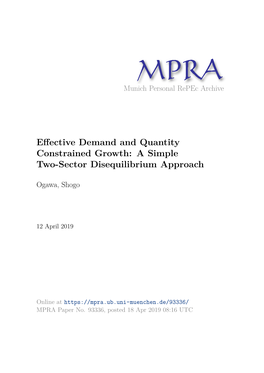 Effective Demand and Quantity Constrained Growth: a Simple Two