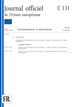 Journal Officiel De L'union Européenne C 131/1