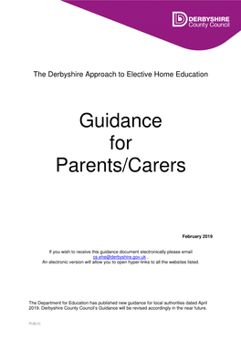 Derbyshire Approach to Elective Home Education