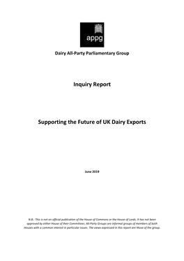 Inquiry Report Supporting the Future of UK Dairy Exports
