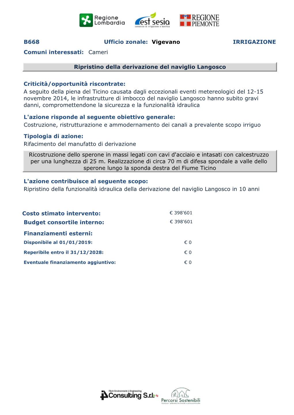 B668 IRRIGAZIONE Ripristino Della Derivazione Del Naviglio Langosco