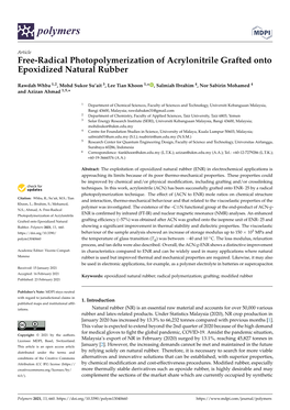 Free-Radical Photopolymerization of Acrylonitrile Grafted Onto Epoxidized Natural Rubber