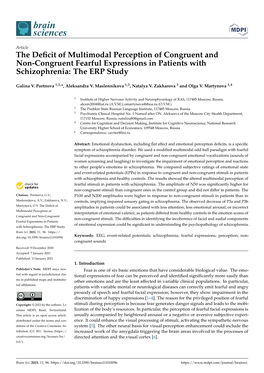 The Deﬁcit of Multimodal Perception of Congruent and Non-Congruent Fearful Expressions in Patients with Schizophrenia: the ERP Study