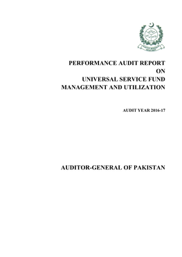 Performance Audit Report on Universal Service Fund Management and Utilization