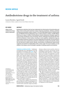 Antileukotriene Drugs in the Treatment of Asthma