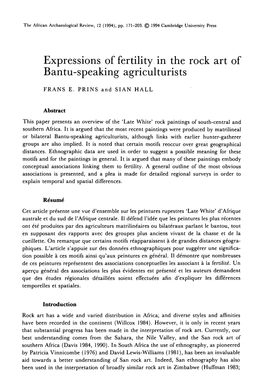Expressions of Fertility in the Rock Art of Bantu-Speaking Agriculturists 175