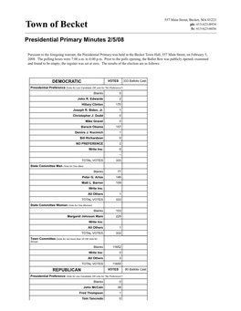Presidential Primary Minutes 02/05/2008